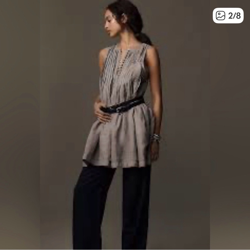 Anthropologie Sleeveless Gray Midi Dress - Picture 2 of 5